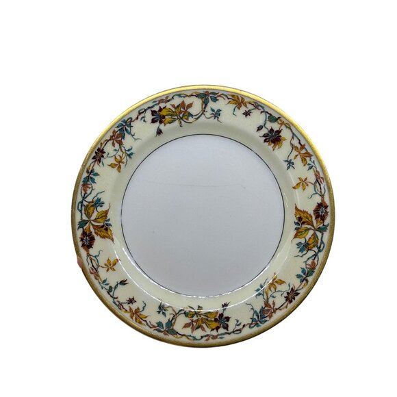 VTG Haviland Limoges Woodbine Bread Plate 6" | Schleiger 101 Autumn Gold Trim - Picture 1 of 6